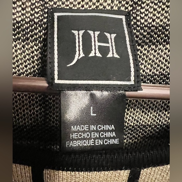 Jessica Howard Black Tan Geometric Ribbed Knit 3/4 Sleeve Sweater Dress Large 🤩 - Picture 5 of 5